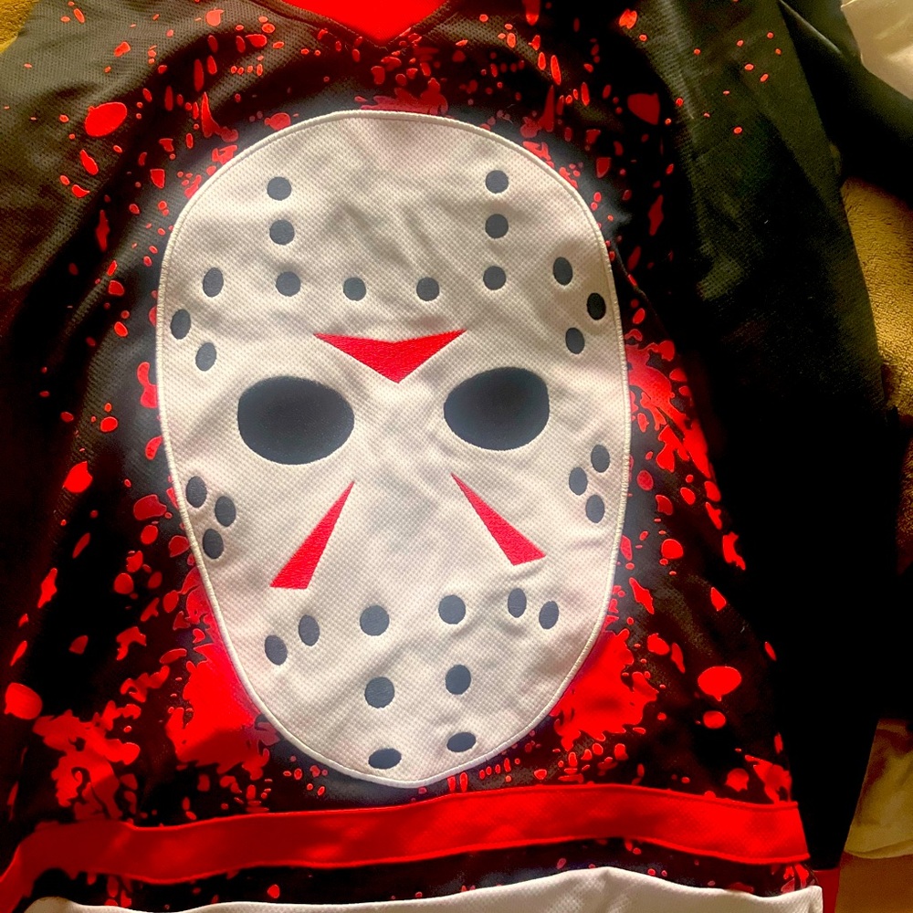 Friday the 13th Jason hoodie and hockey jersey